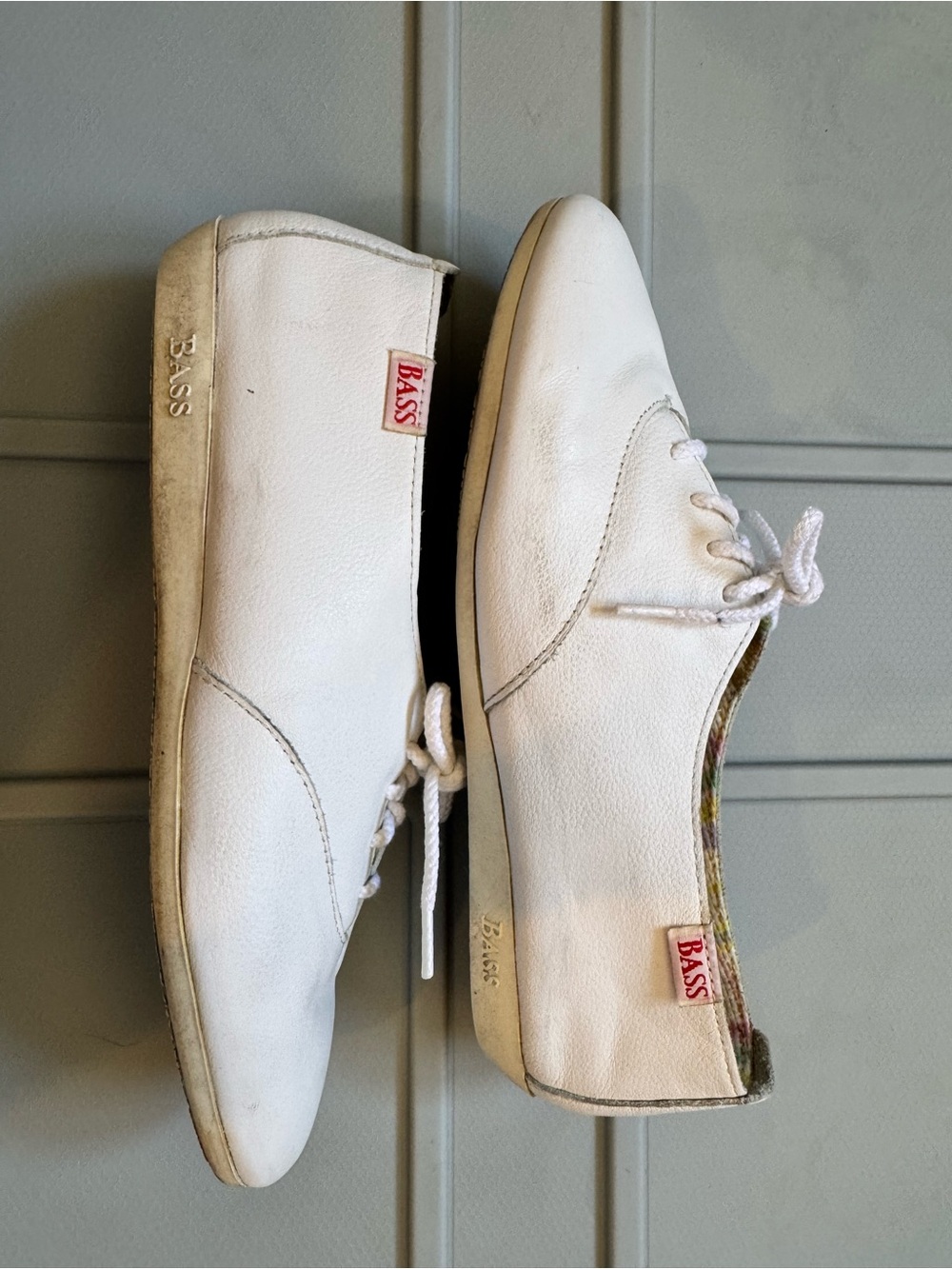 G.H. Bass & Co. White Leather Lace-Up Flats